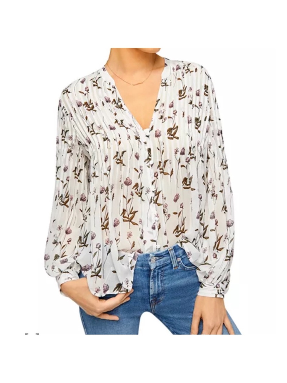 7 For All Mankind Floral Print Blouse - New with Tags. PTP  20 1/2